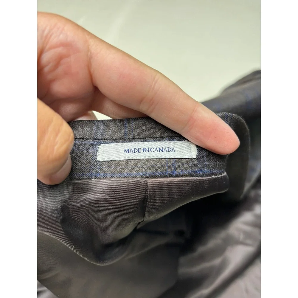 NWT Peter Millar SB Flynn Grey Windowpane Plaid 100% Wool Blazer Mens 44S $595